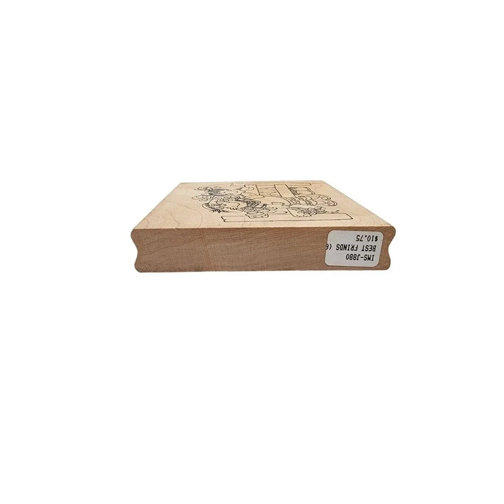 Imaginations Rubber Stamp Best Friends Girls On Fence Wood Mounted Craft 3.5x3